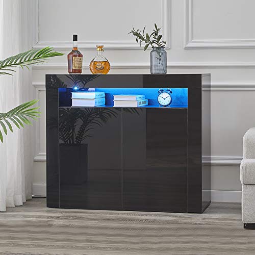 Miawtro Kommode Mit LED-Beleuchtung & App-Steuerung - Moderner Hochglanz-Schrank Für Wohnzimmer