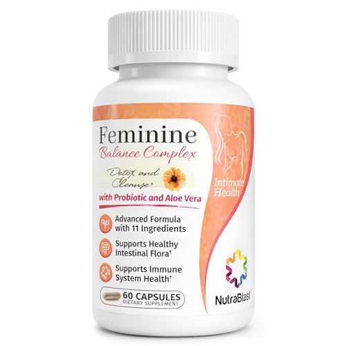 NutraBlast Feminine Balance Complex (60 Capsules) | Detox & Cleanse Probiotics | Supports Healthy Intestinal Flora & Immune Function | Advanced Formula with 11 All Natural Ingredients