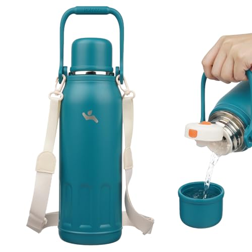 Image of Konokyo 50oz Thermos for Cold Drinks, Insulated Water Bottle, Lake Blue