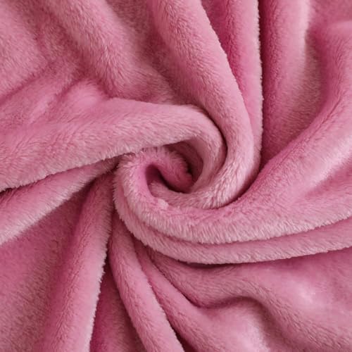 Kuscheldecke Flauschige extra weich & warm Wohndecke Flanell Fleecedecke, Falten beständig/Anti-verfärben als Sofadecke oder Bettüberwurf, Größe:220 cm x 240 cm, Farbe:Altrosa