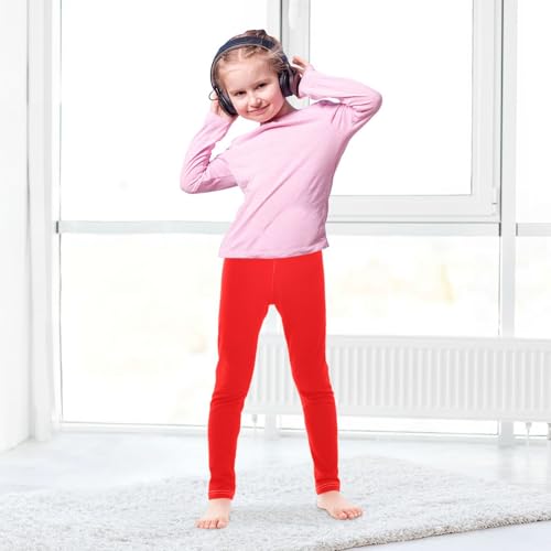 Red Girls Leggings Kids Yoga Pants Dance Active Tights 4T4