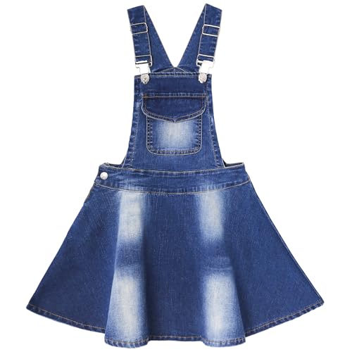 Image of KIDSCOOL SPACE Girls Denim Skirts,Little Big Girls Soft Stretchy Jeans Overall Dress