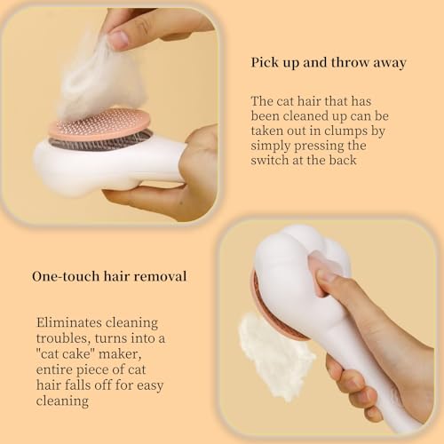 UNIQOCK 3 peças de escova para gatos com botão de liberação, escova para cães, escova de gato para c