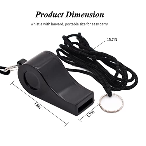 YOUFEN Sports Whistle with Lanyard Loud Crisp Sound Whistle for Referee Coach Police Gym Teacher,Plastic Whistle for Football Baseball Coaching Accessories, Dog Train and Emergency, Pack of 2 (Black) - Thumbnail 4