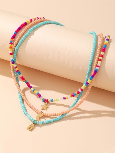 Image of Yellow Chimes Necklace for Women and Girls Beaded Necklace for Women | Multicolor Beaded Charm Choker Necklace for Girls | Birthday Gift for girls and women Anniversary Gift for Wife