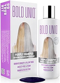 Bold Uniq Purple Shampoo for Blonde Hair - Color Toner Eliminates Brassy Yellow Tones for Blonde, Platinum, Bleached, Gray, Ash, Silver Hair - Paraben & Sulfate-Free, Cruelty-Free & Vegan - 8 Fl Oz