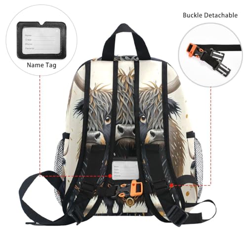 Artistic Yak Beige Toddler Girls Boys Backpack Kids School Bookbag with Name Tag4