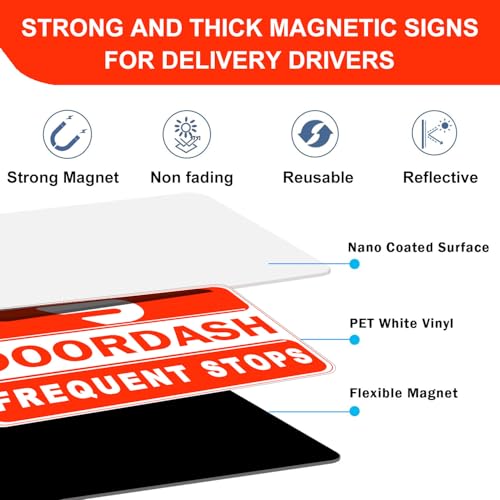 Image of Doordash Magnetic Sign for Car, Food Delivery Car Magnets, Reflective Delivery Driver Sign Magnet for Vehicles, Heavy duty, Truck (Red 3 Pack)