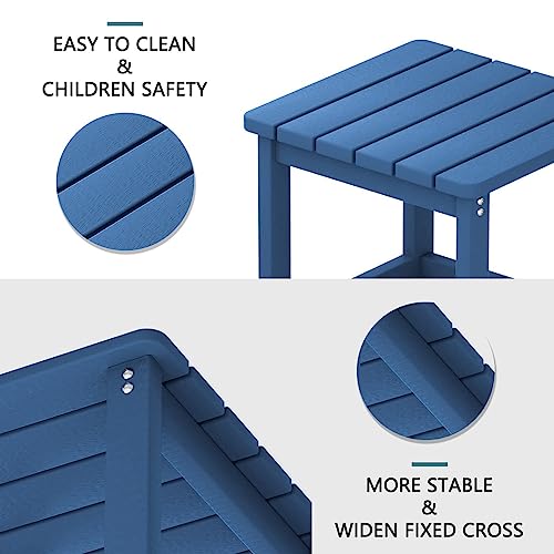Udpatio Outdoor Side Table For Patio, Xl Square Adirondack Table Pool Composite Patio Table, Hdpe End Tables For Outside Backyard, Pool, Indoor Companion, Easy Maintenance & Weather Resistant(Blue) #TOP4