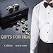 VAMA FASHIONS Round Cufflinks and Studs Formal Shirt Wedding Cuff Links set for Men (Gold Black Cuff Links Studs)