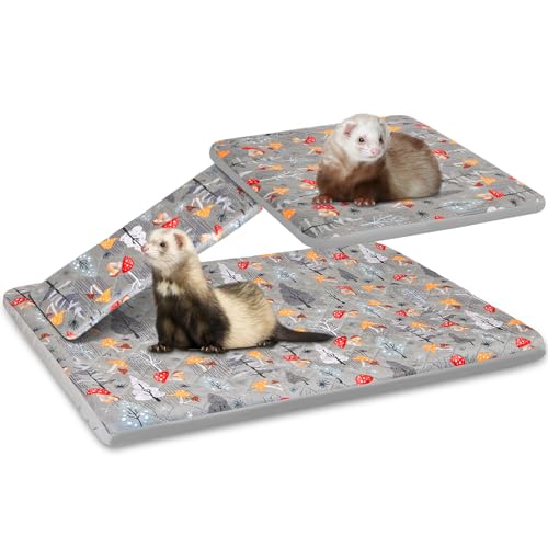 Bienbee Ferret Cage Liner Set for Ferret Nation & Critter Nation Cage, Waterproof Ferrets Cage Accessories for Small Animals Rats Chinchillas Hedgehogs Ferrets(Gray Mushroom,Single Unit Combo)