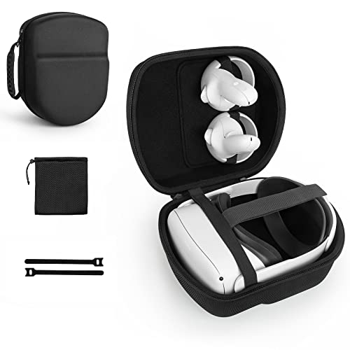 Yinke Tasche Case für Meta/Oculus Quest & Quest 2/Pico 4 VR Gaming Headset und Elite Strap, Reisetasche Schutzhülle Aufbewahrungstasche Hülle Etui (Quest 2 Case Black) Cover