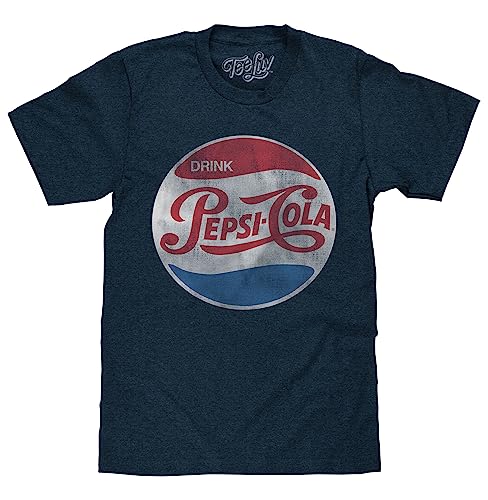 Drink Pepsi Cola Distressed Licensed T-Shirt Poly Cotton Blend Classic Look - X-Large Navy Heather