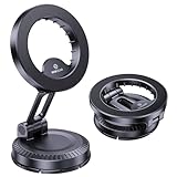WixGear Stick-On Foldable Magnetic Car Mount Dashboard Phone Holder, Strong Magnet Mount for MagSafe iPhone & All Smartphones, 3M VHB Adhesive Dashboard Mount, 360° Adjustable Compact Design