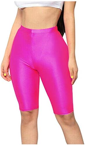 Plus Size Yoga Shorts Womens Bike Yoga Shorts Elastic High Waist Shorts Fashion Leggings Sports Casual Pants Gym Elastic Workout Shorts Hot Pink