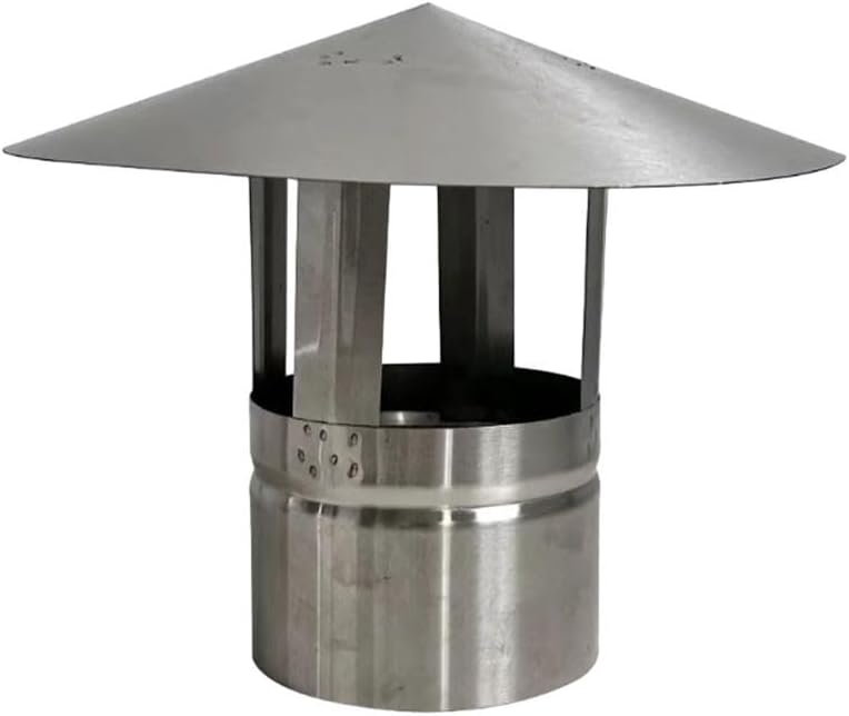Round Roof Rain Cap, Stainless Steel Woodburner Chimney Pot Roof Cowl Metal Flue Rain Cap Ducting Pipe Cover Vent(150mm)