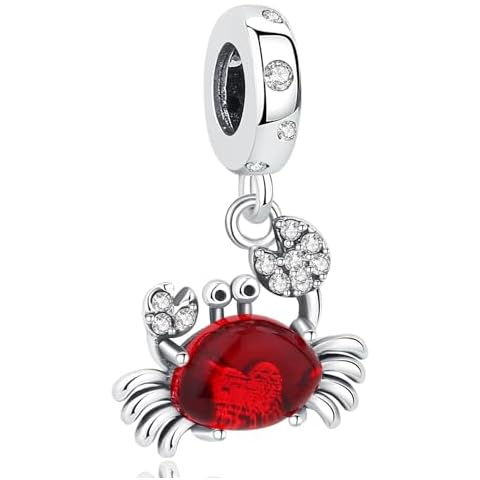 Nbsameng S925 Sterling Silver Charms Bead Compatible for Pandora Bracelets and Necklaces, DIY Jewelry for Women, Red Crab Cover