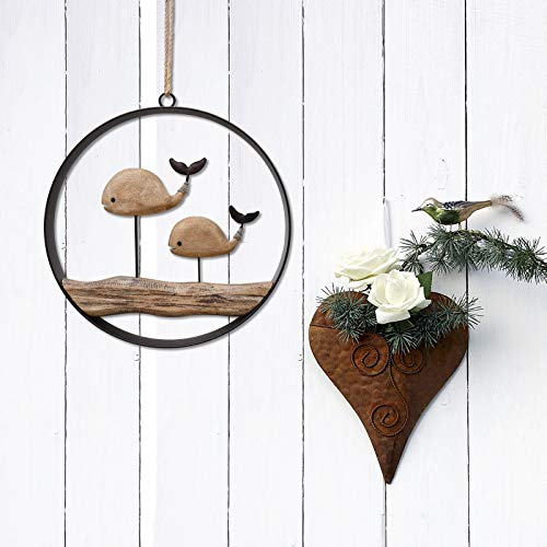 Wooden Whale Decor Hanging Wood Whale Decoration For Wall, Rustic Nautical Whale Decor Beach Theme Home Decoration Whale Sculpture Home Decor For Bathroom Bedroom Lake House Decoration (Rustic Whale) #TOP2