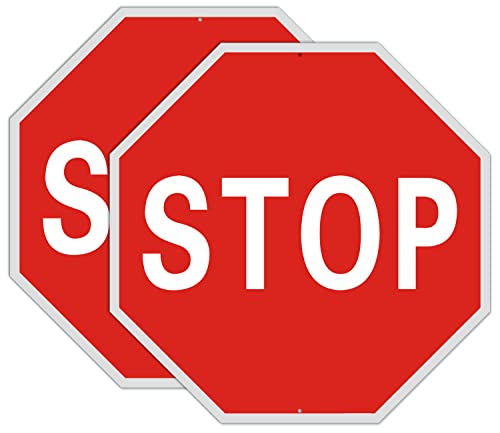 Señal de Alto Octágono Rojo cartel stop 30x30cm Señal de Tráfico en la Calle Señal de Advertencia Letrero de metal de Aluminio resistente a la decoloración Interior-Exterior 2 piezas Cover