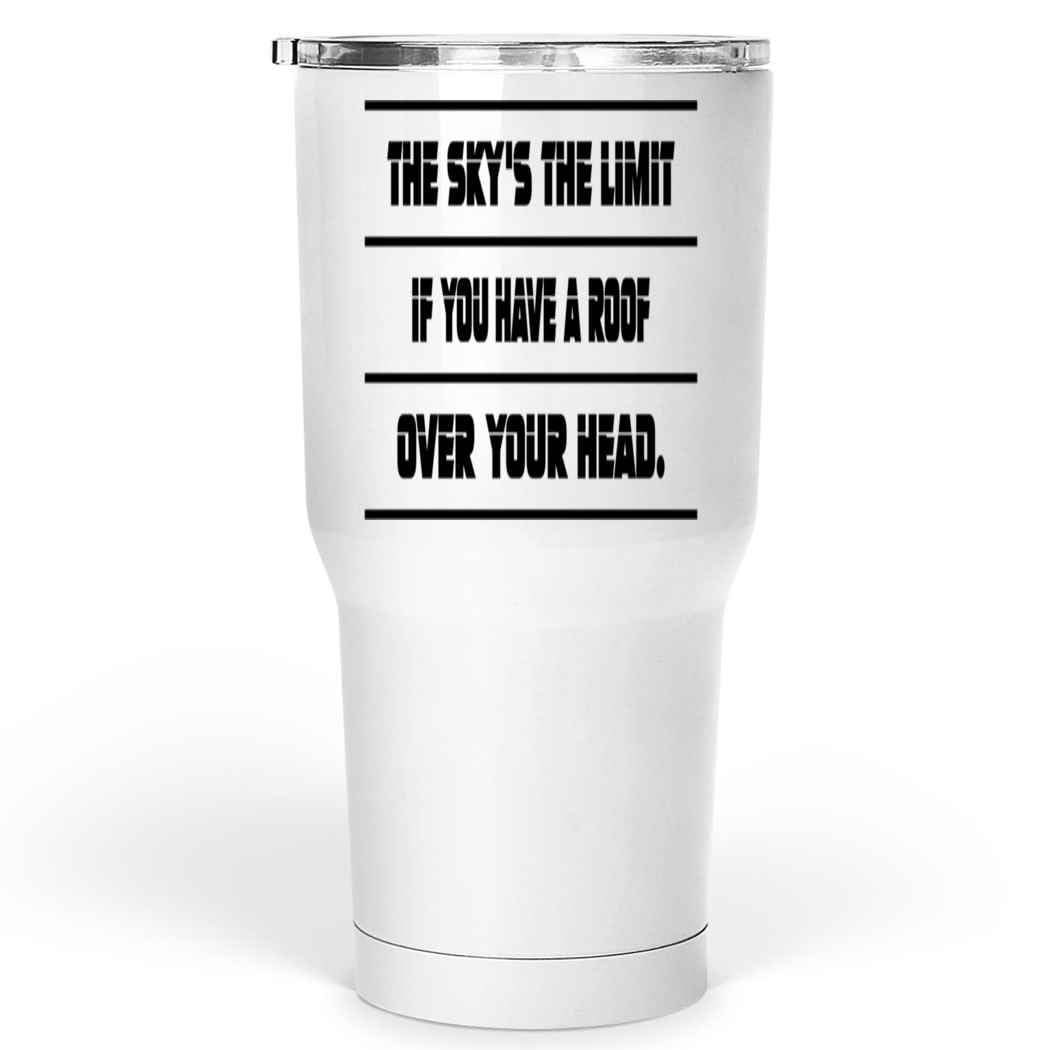 Inspiring Unique Gift for Homeowners, for Parents with Roofer Sky Limit Benefits - 30 Oz White Stainless Steel Large Tumbler