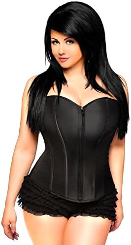 Daisy Corsets Women's Lavish Front Zipper Corset, Black, 3X