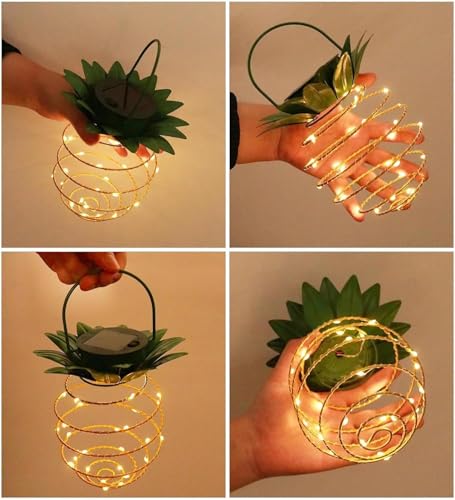 YZYOE LED Solar Pineapple Warm Light Pendant Light, 60LED Iron Art Copper Wire Lights, Outdoor Courtyard Decoration Landscape Atmosphere lamp. by YZYOE - Used condition - Image 7