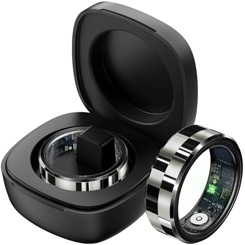 findtime Smart Ring Heart Rate Monitor Sleep Tracker Gesture Control Ring Fitness Tracker Blood Pressure Blood Oxygen Pedometer Step Counter Health Smart Rings for Women Men with Charging Case