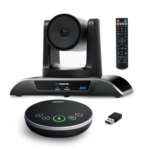 TONGVEO 4K Conference Room Camera System, AI Auto-Tracking PTZ Camera 5X Digital Zoom with Speakerphone Set 120° Wide-Angle USB3.0 for Zoom YouTube Teams OBS...