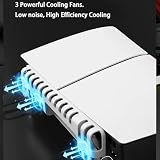 Pozioma Stacja Chłodzenia Stojak na PS 5 Slim Disc Digital z podwójną ładowarką Kontrolera i Uchwytem Słuchawkowym, Rozszerzenie USB, Efekty Oświetlenia 14 RGB, Szybkie ładowanie