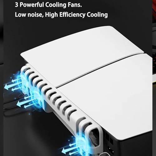 Pozioma Stacja Chłodzenia Stojak na PS 5 Slim Disc Digital z podwójną ładowarką Kontrolera i Uchwytem Słuchawkowym, Rozszerzenie USB, Efekty Oświetlenia 14 RGB, Szybkie ładowanie