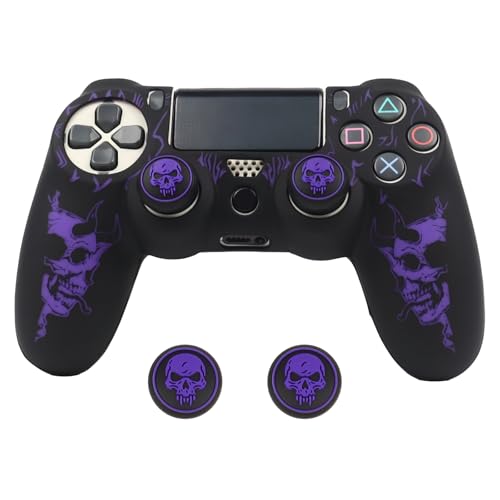 Image of RALAN Horned Skull Head Design Controller Skin Cover with 2 Thumb Grips Compatible with PS4 /Playstation 4 Slim /Pro Controller