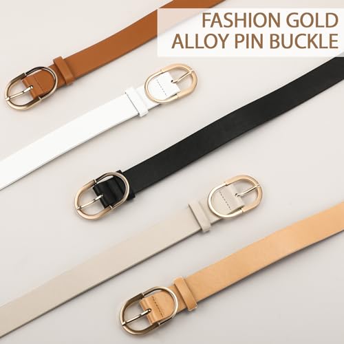 Women's Leather Belts for Jeans Dresses Pants Ladies Belt Bulk with Gold Buckle3