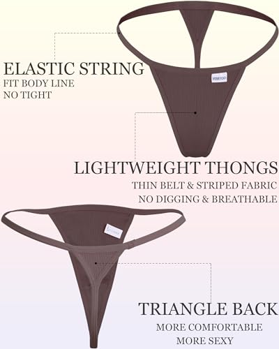 Image of FINETOO 10 Pack G-String Thongs for Women Cotton Panties Stretch T-back Tangas Low Rise Hipster Underwear Sexy S-XL