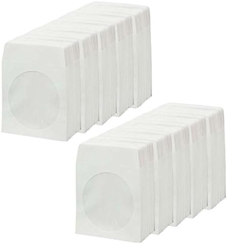 Bestduplicator White Cd/Dvd Paper Media Sleeves Envelopes with Flap and Clear Window (1000 Sleeves)