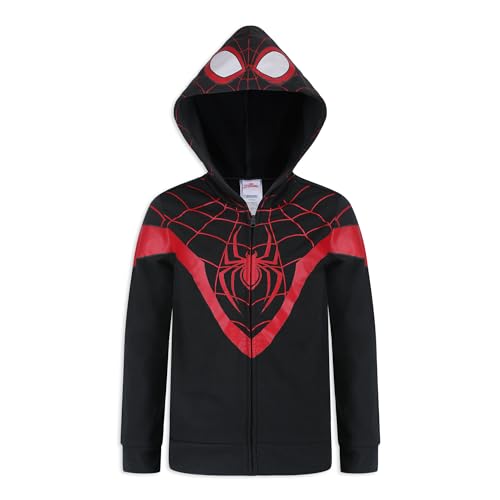 Marvel Miles Morales Spider-Man Boys Zip Up Hooded Sweatshirt for Toddlers and Big Kids