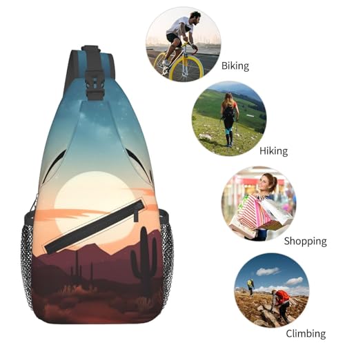 Sling Bag para Hombre y Mujer Bolsa de Pecho Negra miniatura 5
