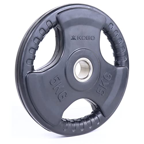 Image of Kobo 2.5 Kg (31 mm) Fitness Rubber Coated Tri-Grip Plate & Integrated Metal Grip Rubber Weight Plates - Sold in Pairs (Imported)