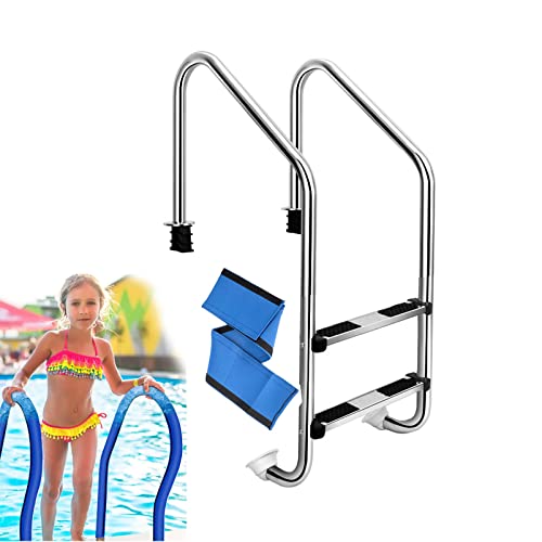 Escalera para piscina con agarre azul y peldaños antideslizantes miniatura 1