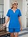 LOMON Women's 2 Piece Outfits Sweatsuit 2025 Matching Sets Lounge Sets Casual Top and Shorts with Pockets Blue M