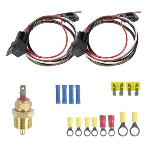 Ventilateur électrique de voiture - Faisceau de câbles - Interrupteur à capteur de thermostat - Avec réglage de la température - Pour le refroidissement du moteur de voiture - Kit de ventilateur