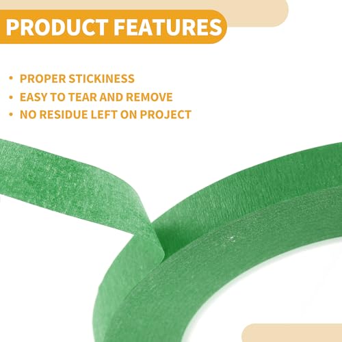 Image of 1 Pc Painters Tape Masking Master Tape Easy Removal Green 5000x1x0.01cm / 54.68 Yards x 0.39 Inches x 140um
