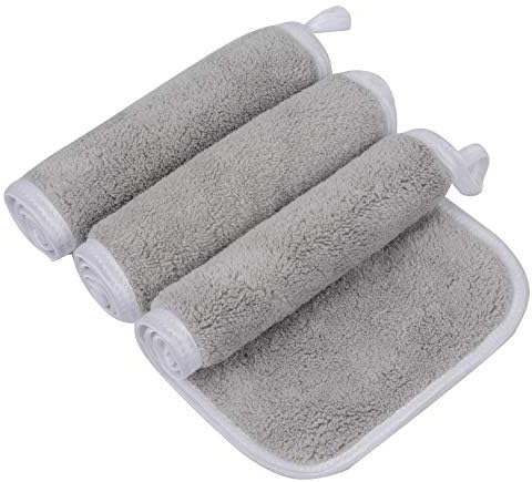 KinHwa Reusable Makeup Remover Cloth Microfibre Face Cleansing Cloths Ultra Soft Washcloths with Water Only 6inchx12inch 3 Pack- Dark Grey