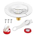 RV City Water Fill Inlet Flange Check Valve Water Hookup Connector 3/4 NH Female to 1/2 NPT Male Mount Lead-Free Brass Flush RV Water Backflow Preventer with Dust Plug for RV Camper Motorhome