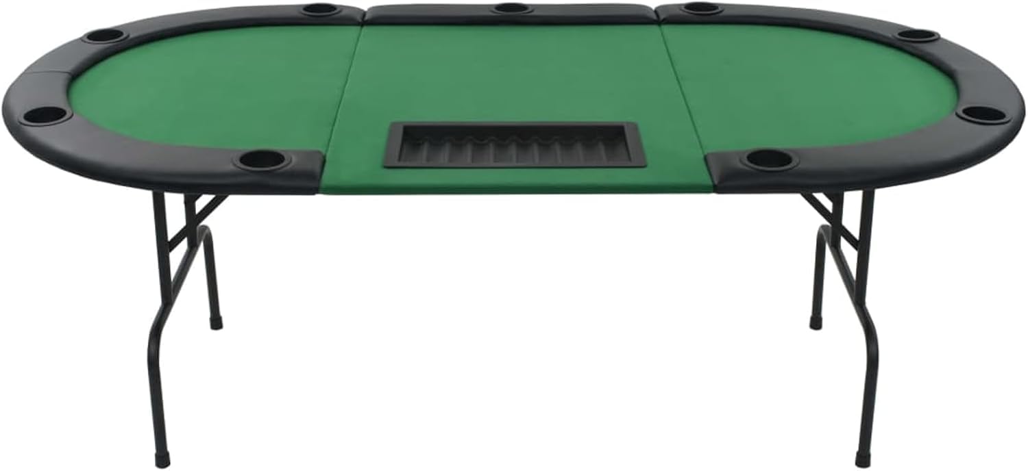 Tavolo da poker pieghevole per 9 giocatori, design ovale per una facile conservazione, superficie resistente per serate di gioco, perfetto per uso interno/esterno, piano in feltro verde