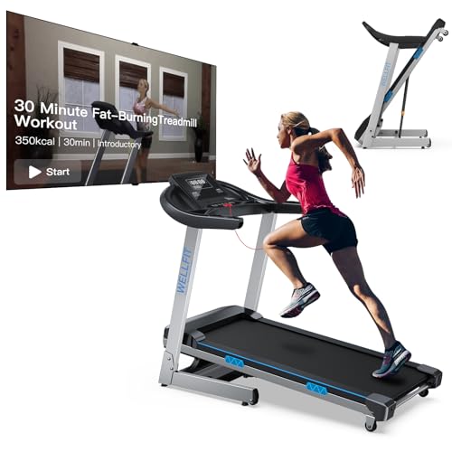 Automatic Incline Treadmills for Home Climb Running, Heavy Duty Commercial Grade, 4.0HP 400+lb Weight Capacity Treadmills with Adjustable Handle, LED Console, 43*17in Running Area, 95% Fully Assembled