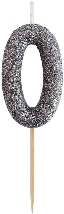 Glitter Candle Number 0 Black