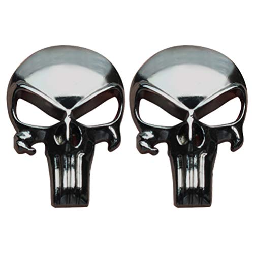 CREATRILL Gunmetal Plating 3D Metal Decal/Sticker - Tactical Skull for Gun Magazine, Magwell, Mag, Car, Truck, Motorcycle, etc (2 Pack)