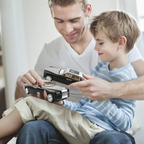 Image of Exclusive Alloy Metal Pull Back Die-Cast Car Diecast Metal Pullback Toy Car with Openable 6 Doors,Light Music Boys Gifts Toys (1:24 Rolls-Royce Phantom(Silver-Black))