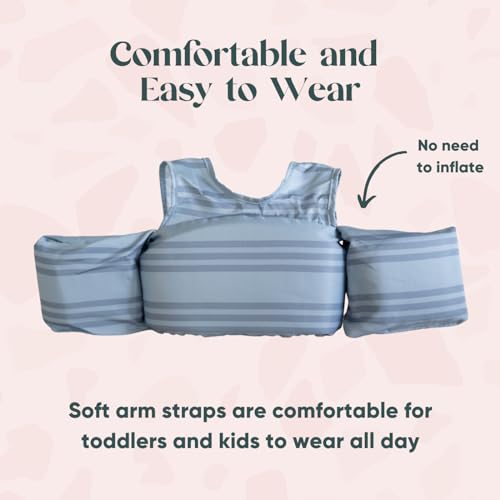 ava + oliver Toddler Swim Vest, Kids Water Wings, Floatie Jacket for Boys and Girls (Blue) - Thumbnail 3