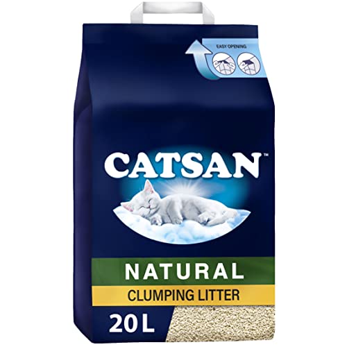 Catsan Natural Clumping Cat Litter 20 Litre Bag, 100 Percent biodegradable, extra absorbent